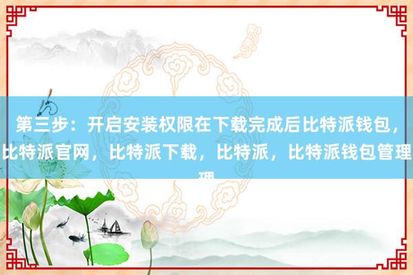 第三步：开启安装权限在下载完成后比特派钱包，比特派官网，比特派下载，比特派，比特派钱包管理