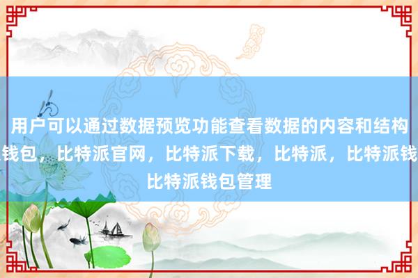 用户可以通过数据预览功能查看数据的内容和结构比特派钱包，比特派官网，比特派下载，比特派，比特派钱包管理