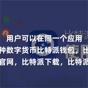 用户可以在同一个应用中管理多种数字货币比特派钱包，比特派官网，比特派下载，比特派，比特派钱包管理